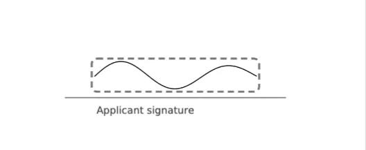 Sign PDF: the signature placed above the “Applicant signature” line on the page preview